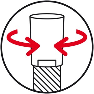 Symbole : Installation du flexible de douche en tournant le connecteur.