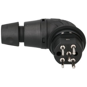 Fiche T15 noire coudée à 5 pôles, IP55, 440V pour chantier et industrie.
