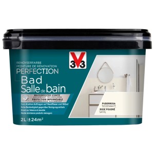 V33 Rénovation Perfection Salle de bain, Rose poudré, 2L, satin, pour carrelage, briques de verre et plus.
