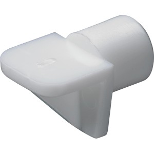 Support d'étagère blanc Hettich avec ergot (Ø 8 mm) en plastique pour étagères, 20 pièces.