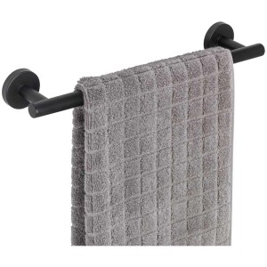 Wenko Bosio portasciugamani, nero opaco, 40 cm larghezza con asciugamano grigio.