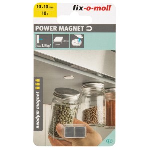 Fix-o-moll Magneti al neodimio a cubo, confezione da 10, autoadesivi, per fissare magneticamente oggetti in casa.