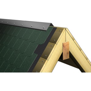 Colmo in alluminio naturale, 250mm x 1m, montato su un tetto. Lamiera per tetti per la protezione dall'acqua.