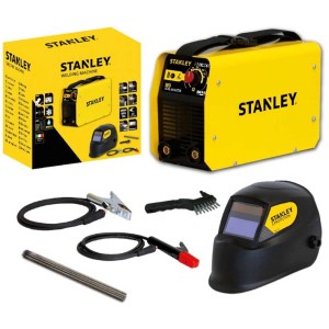 Ensemble Stanley WD-A160/W1 avec poste à souder à onduleur, masque, électrodes et accessoires.