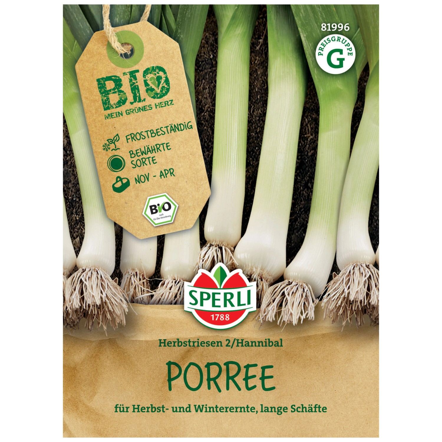 Sperli Saatgut Porree White Herbstriesen 2/Hannibal Bio 60 Pflanzen