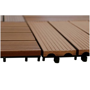 Dalles clipsables Gartec WPC Terra, 30x30 cm, détail des dalles en bois avec système de clipsage.
