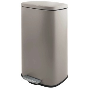 Spirella Pattumiera a pedale Akira, 50L, Taupe: Cestino bagno in acciaio con pedale e chiusura soft-close.