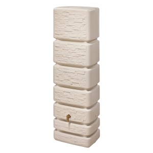Serbatoio da parete 4rain Slim Stone Decor 350 l color sabbia con rubinetto.