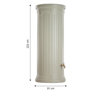 Serbatoio acqua piovana Garantia 1000 l beige sabbia, design a colonna, dimensioni 91x222 cm.