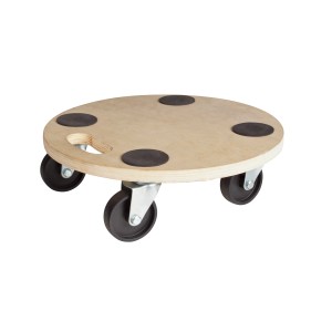 Planche de transport ronde TR-200 avec capacité de charge de 200 kg et roulettes pour un transport facile.