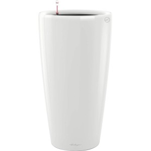 Pot de fleurs Lechuza Rondo Premium blanc brillant (Ø 32 cm, 56 cm de haut) pour intérieur et extérieur.