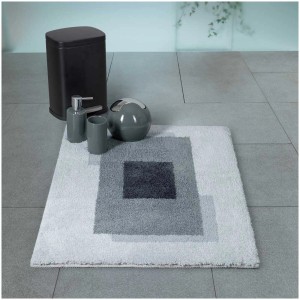 Tappeto bagno Spirella Anela grigio, 60x90 cm, con design moderno e quadrato.