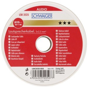 Schwaiger Lautsprecherkabel, transparent, 2x2,5 mm², 25 m Rolle für Audio.