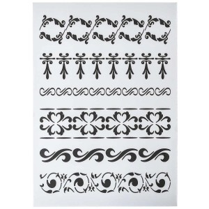 Mascherina per bordi A4 con vari motivi per stencil.