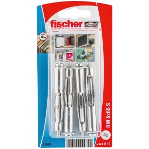 Fischer tasselli a espansione HM 5x65 S K NV, 4 pezzi, in metallo, per cartongesso.