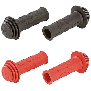 Manopole per bici da bambino Prophete con protezione antiurto in rosso e nero.