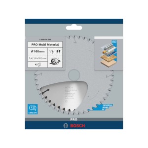Lama per sega circolare Bosch Multi Material, 160mm, 42 denti. Per tagli precisi in vari materiali.
