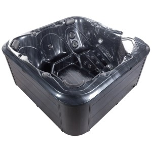 Jacuzzi extérieur Beliani Tularosa gris graphite avec LED, jets et sièges confortables.
