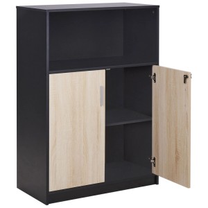 Beliani Armoire de bureau Zehna avec étagère marron/noir 117 x 80 x 40 cm