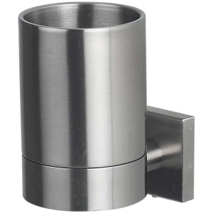 Spirella Zahnputzbecher Nyo-Steel mit Halter aus Edelstahl.