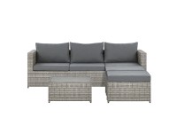 Beliani Ecklounge Sabbia Polyrattan Hellgrau 2-tlg.