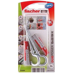 Fischer Tassello universale DuoPower 10x50 con gancio, 2 pezzi, per fissaggi sicuri.