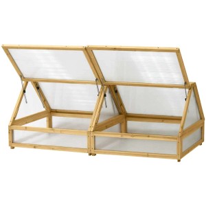 Serra a tunnel per VegTrug Medium, struttura in legno con pannelli in plastica trasparente, accessorio per aiuole rialzate.