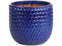 Pflanztopf Keramik Relief Blau Glasiert Ø 25 x 24 cm