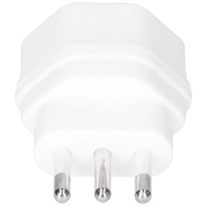 Adaptateur blanc Italie/Type13, 3 broches pour prises suisses en Italie.