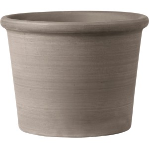 Vaso per piante cilindrico Deroma Primitivo color grafite in terracotta Ø 33 cm per il giardino.