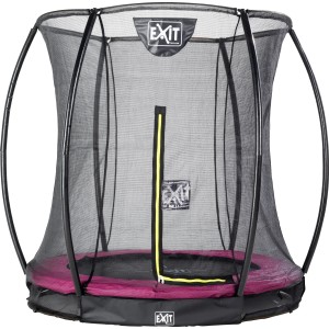 EXIT Silhouette trampolino da incasso, D183cm, con rete di sicurezza rosa. Trampolino rotondo per il giardino.