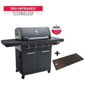 Char-Broil Barbecue a gas Professional Power Edition 4, acciaio inox, nero opaco con piastra.
