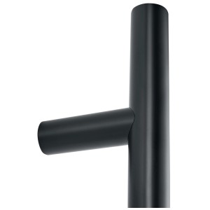 Gros plan : barre de douche Diaqua Parsa, noir mat, acier inoxydable, longueur 116 cm.