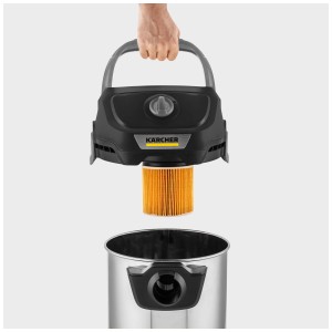Aspirateur eau et poussière Kärcher KWD 3 S V-17/4/20 avec filtre et cuve en acier inoxydable.