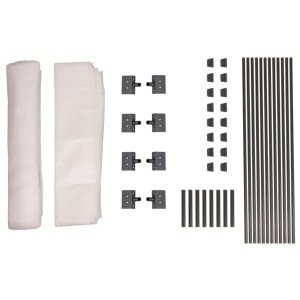 Kit complet d'arceaux de tunnel pour carré potager surélevé Windhager : couverture, arceaux, connecteurs et embouts pour la protection du carré potager.