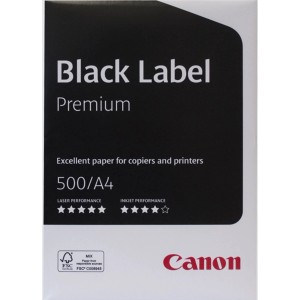 Canon Black Label Premium Kopierpapier A4, 500 Blatt, weiß, mit FSC-Logo. Für Laser- und Inkjetdrucker.