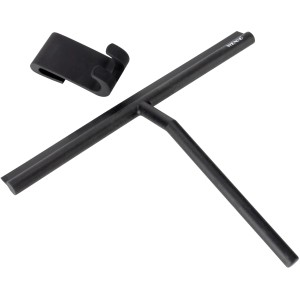 Wenko Mola XXL tergivetro bagno nero con gancio in silicone e ampia superficie di pulizia.