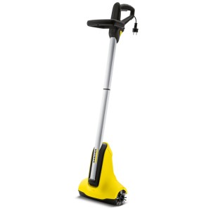 Kärcher PLC 4: Pulitore elettrico a spazzola giallo per terrazze e pavimenti in pietra.