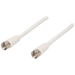 Cavo di collegamento SAT Schwaiger bianco, 5 m, con connettori F per ricevitore e presa SAT.