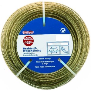 Filo per bucato trasparente da 30 m con anima in acciaio e rivestimento in PVC per stendibiancheria.
