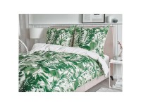 Beliani Bettwäsche-Set Greenwood Baumwollsatin Grün 155 x 220 cm