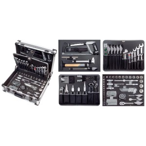 Kraftwerk Mallette à outils Basic Line B147, 158 pièces avec outils comme pinces, tournevis et douilles.