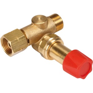 Détendeur de propane Rothenberger réglable (0-6 bar) en laiton avec bouton rouge pour appareils de soudure.