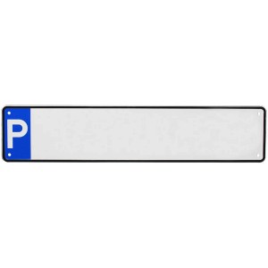 Panneau de stationnement neutre en aluminium, 52x11 cm, avec symbole P bleu pour l'identification.