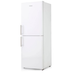 Frigorifero combinato Domo DO91304C bianco con maniglie in acciaio inox, capacità 138 litri.