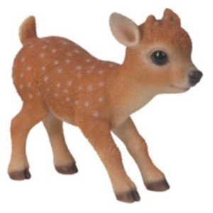 Stehendes Rentier-Baby von Vivid Arts, braun mit weißen Punkten, Gartendeko.