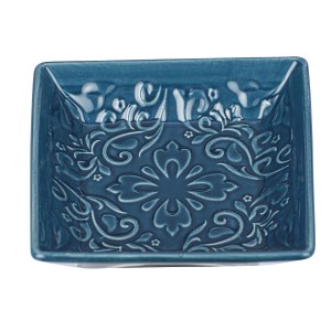 Wenko portasapone Cordoba in ceramica, blu scuro con ornamenti, 10,5x10,5 cm.