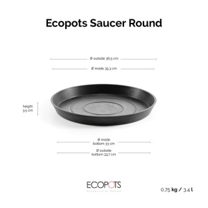 Soucoupe Ecopots, Ø 40cm, gris foncé, pour intérieur et extérieur.