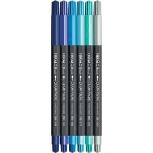 Caran d'Ache Fasermaler Fibralo Brush Marine 6er-Set