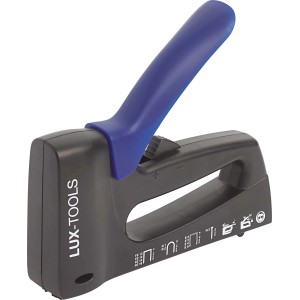Cucitrice manuale LUX Comfort per graffette 8-14mm, corpo robusto, impugnatura ergonomica.